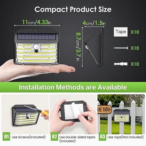 CLAONER Solar Lights Outdoor 10 Pack | Wireless Motion Sensor Waterproof Wall Lights thumbnail 4
