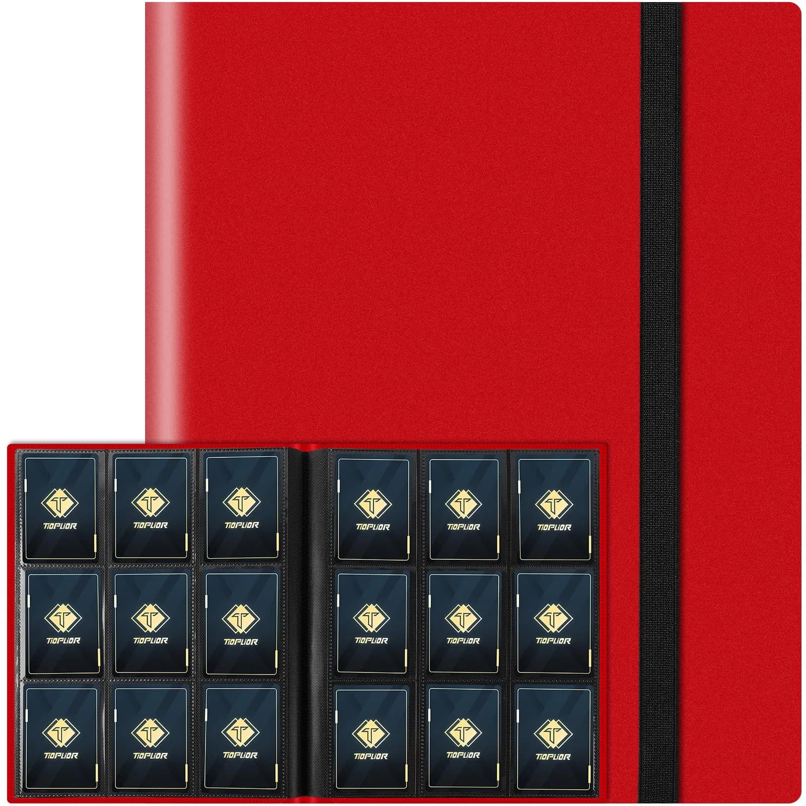 TiopLior Red 9-Pocket Trading Card Binder 360 Pockets | Acid-Free Polypropylene — Red