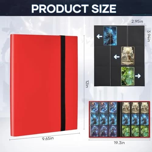 TiopLior Red 9-Pocket Trading Card Binder 360 Pockets | Acid-Free Polypropylene thumbnail 2