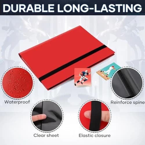 TiopLior Red 9-Pocket Trading Card Binder 360 Pockets | Acid-Free Polypropylene thumbnail 3