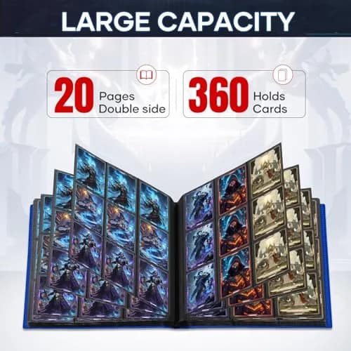 TiopLior Card Binder Album Folder Book Fit for MTG Baseball Football Sports Cards | 360 Pockets, Navy Blue thumbnail 5
