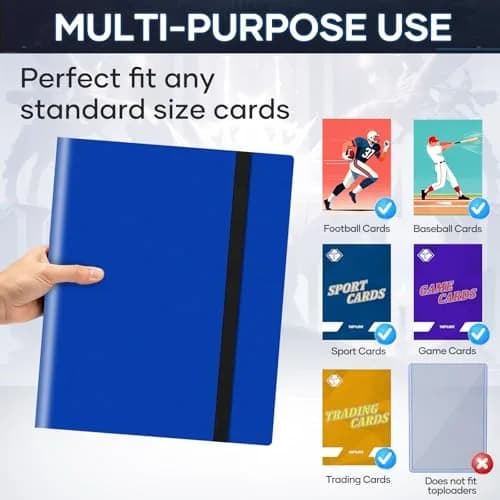 TiopLior Card Binder Album Folder Book Fit for MTG Baseball Football Sports Cards | 360 Pockets, Navy Blue thumbnail 6