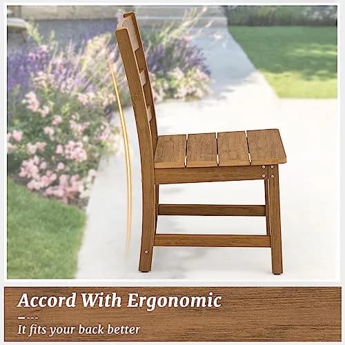 Cozyman Armless Outdoor Dining Chairs | All Weather Resistant HDPS Patio Support 350 LBS thumbnail 4