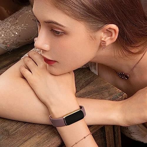 AK Sport Bands 4 Pack for Fitbit Luxe Small | Silicone Replacement Straps in Light Pink/Starlight/Smoke Violet/Milk Tea thumbnail 5