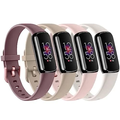 AK Sport Bands 4 Pack for Fitbit Luxe Small | Silicone Replacement Straps in Light Pink/Starlight/Smoke Violet/Milk Tea thumbnail 1