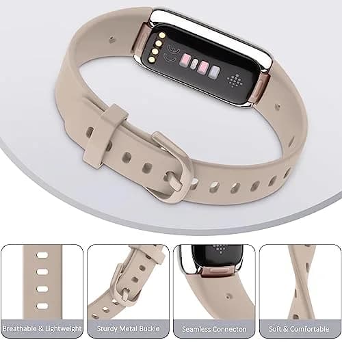 AK Sport Bands 4 Pack for Fitbit Luxe Small | Silicone Replacement Straps in Light Pink/Starlight/Smoke Violet/Milk Tea thumbnail 2