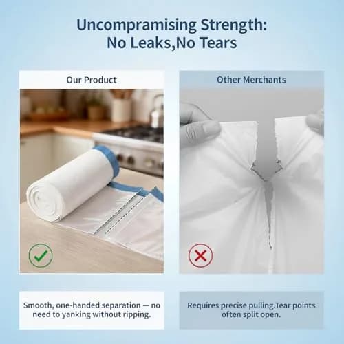 T.FORING Small 2 Gallon Drawstring Trash Bags 7.5L (120 Count) | Thick HDPE, Unscented, Leak-Proof thumbnail 2