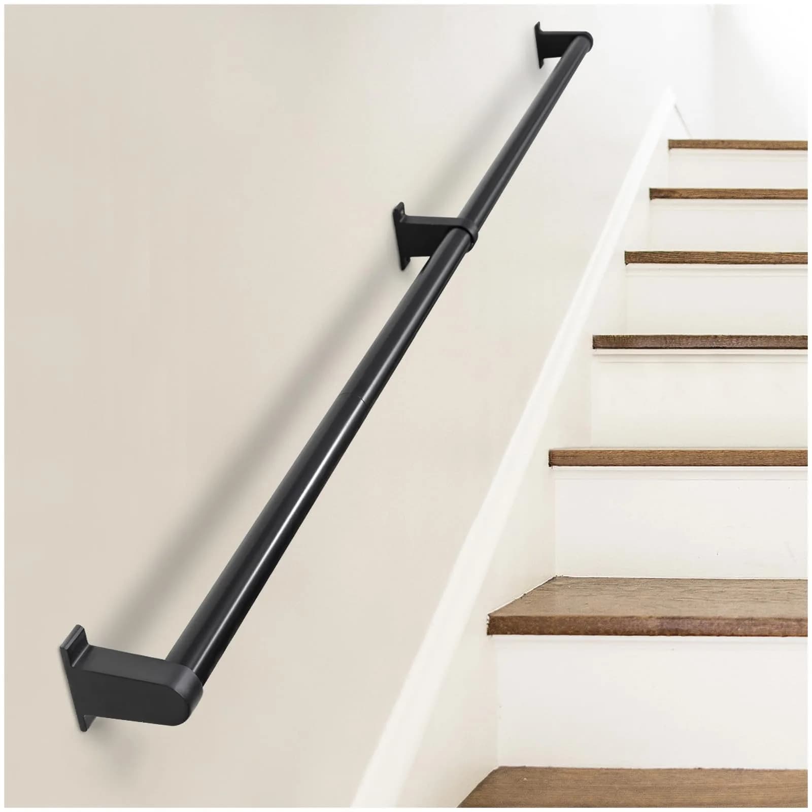 SDNBHT Industrial Stair Railing Metal Hand Rails 6ft | Aluminum Wall Mount Handrail for Indoor & Outdoor Steps — 6 Feet - 1.25 Inch Tube Diameter
