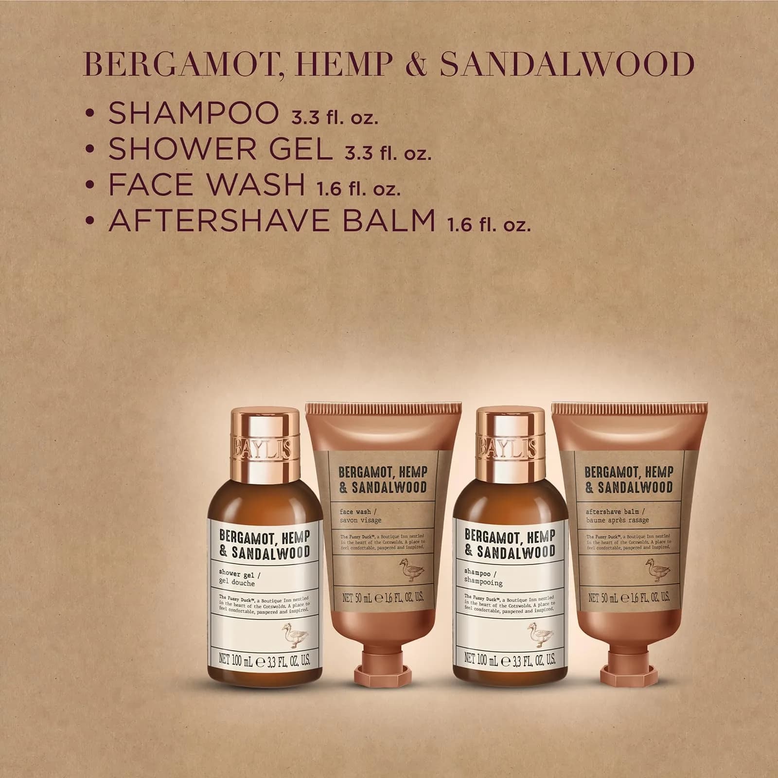 Baylis & Harding The Fuzzy Duck Luxury Wash Bag Gift Set For Men | Bergamot, Hemp & Sandalwood Scent | 200ml (6.76 Fl Oz) Set - view 3