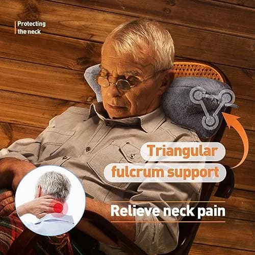 VCOMSOFT Recliner Headrest Pillow Dark Grey | Adjustable Bone Neck Pillow for Sleeping & Lumbar Support thumbnail 2