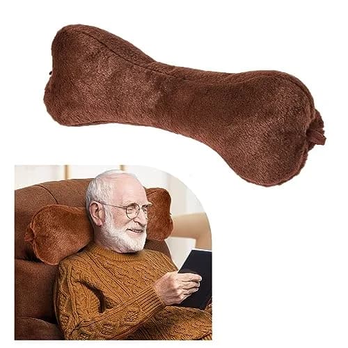 VCOMSOFT Bone Neck Pillow for Recliners & Sofas, XL 18"L x 7"D x 7"H, Brown | Adjustable Height & Lumbar Support thumbnail 1
