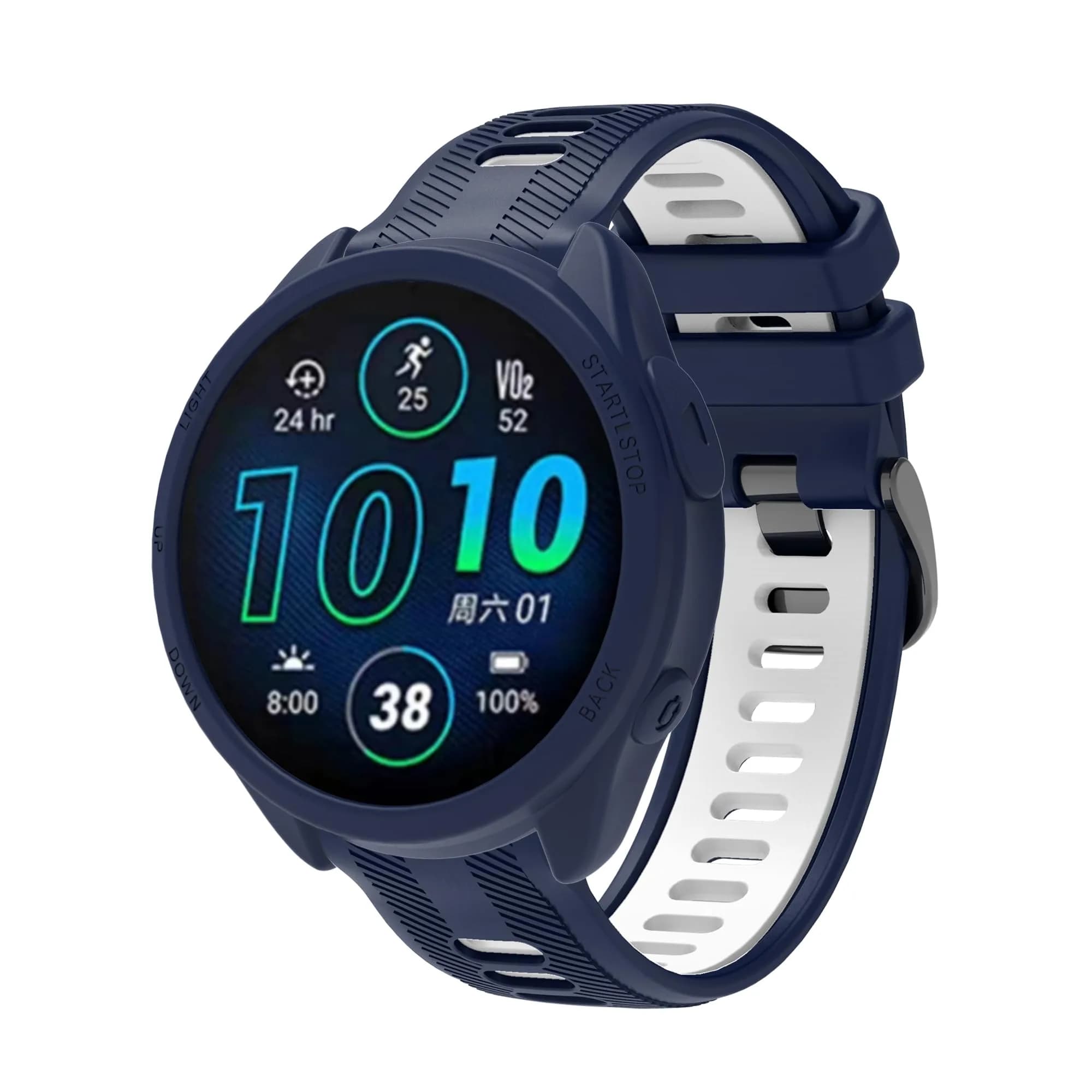 TenCloud Silicone Protective Case for Garmin Forerunner 965 (3 Pack, Black+Green+Blue) - view 7