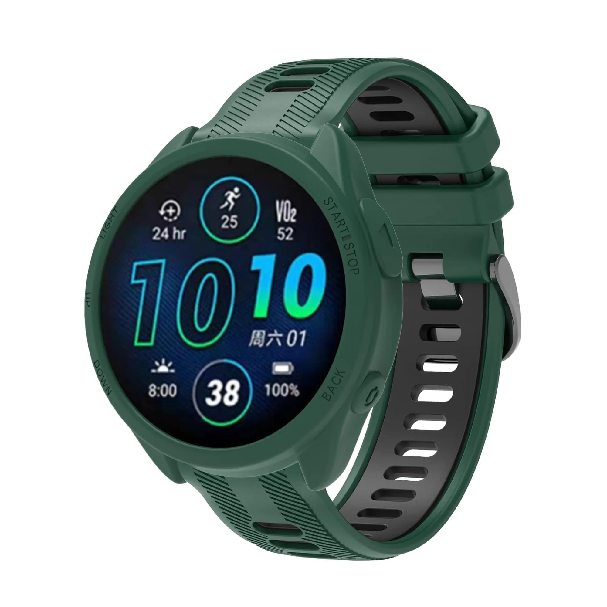 TenCloud Silicone Protective Case for Garmin Forerunner 965 (3 Pack, Black+Green+Blue) - view 3