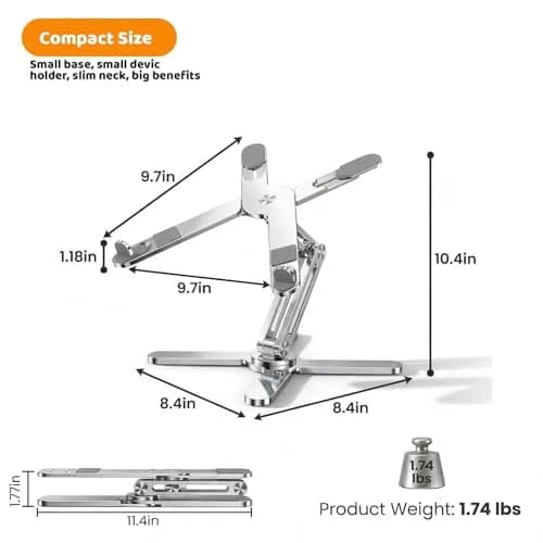Moallia N86 360 Rotating Laptop Stand 790g (1.75 lb) | Adjustable Aluminum Ergonomic Riser for Laptops up to 16 Inches thumbnail 5