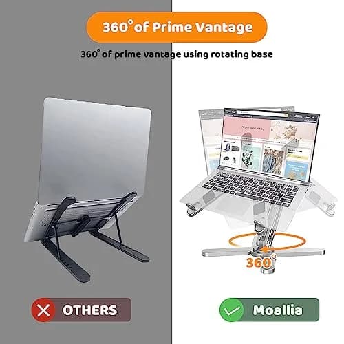 Moallia N86 360 Rotating Laptop Stand 790g (1.75 lb) | Adjustable Aluminum Ergonomic Riser for Laptops up to 16 Inches thumbnail 3