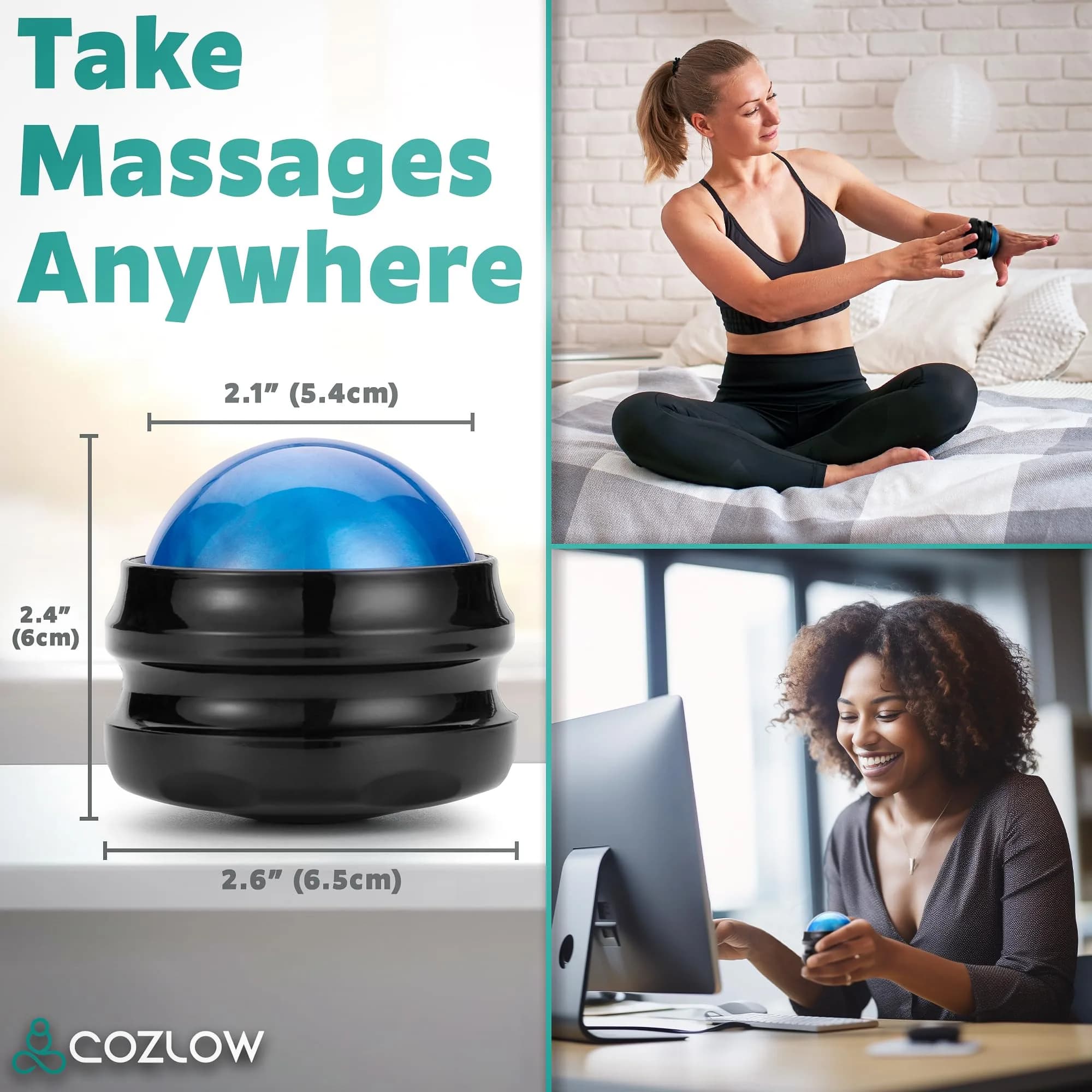COZLOW Massage Ball, Muscle Massager Roller, Trigger Point Deep Tissue Release with 360° Rotation | 6.5cm (2.56in) - view 6