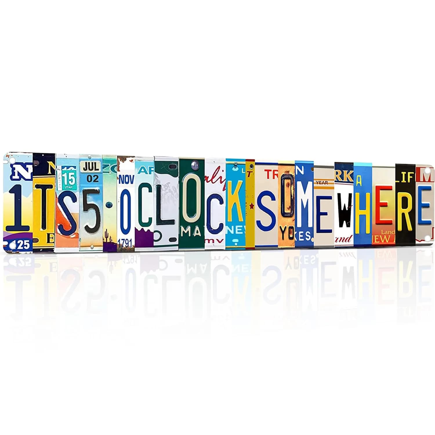 Yunruily Its 5 O'clock Somewhere Sign Bar Sign 4x16inch | Funny Outdoor Metal Tin Sign for Home & Man Cave — bar sign