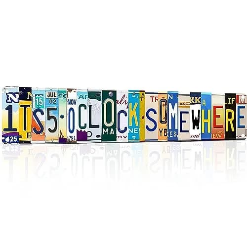 Yunruily Its 5 O'clock Somewhere Sign Bar Sign 4x16inch | Funny Outdoor Metal Tin Sign for Home & Man Cave thumbnail 1
