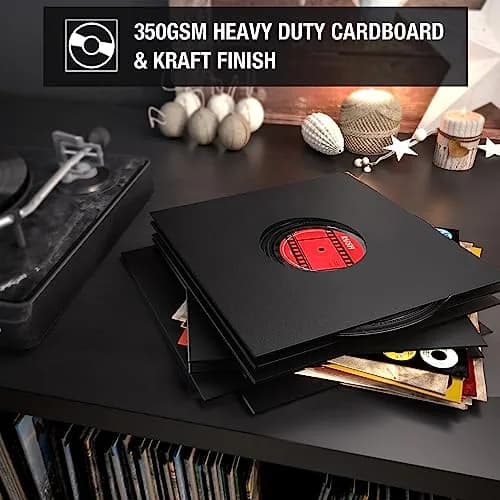 Facmogu 12-inch Vinyl Record Sleeves, 350gsm Cardboard LP Covers (10-Pack, Matte Black) | Protects Records from Dust & Scratches thumbnail 4