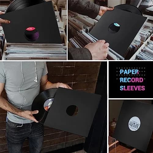Facmogu 12-inch Vinyl Record Sleeves, 350gsm Cardboard LP Covers (10-Pack, Matte Black) | Protects Records from Dust & Scratches thumbnail 6