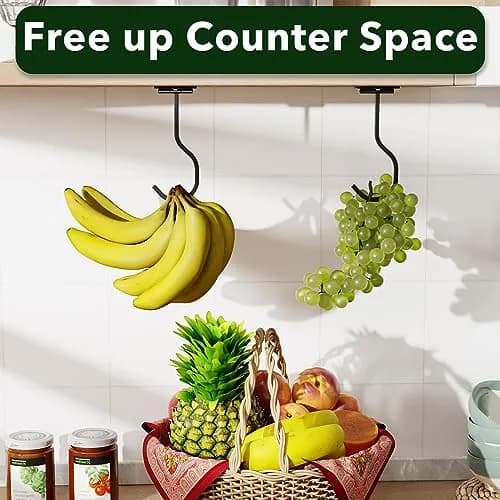 bussdis Adhesive Banana Hook Under Cabinet, Black, 2 Pack | Holds Up to 13 lbs thumbnail 5