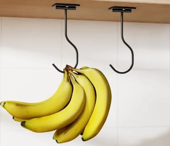bussdis Adhesive Banana Hook Under Cabinet, Black, 2 Pack | Holds Up to 13 lbs thumbnail 7