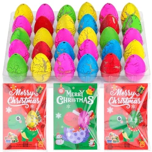 ANPHILE Christmas Party Favors 30 Pack | Hatching Dinosaur Eggs & Cards for Kids thumbnail 1