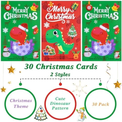 ANPHILE Christmas Party Favors 30 Pack | Hatching Dinosaur Eggs & Cards for Kids thumbnail 4