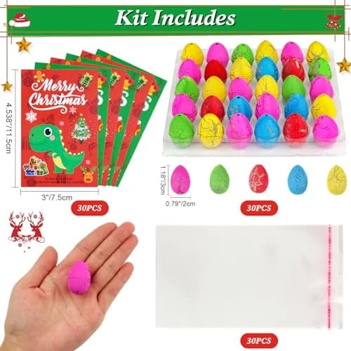 ANPHILE Christmas Party Favors 30 Pack | Hatching Dinosaur Eggs & Cards for Kids thumbnail 3