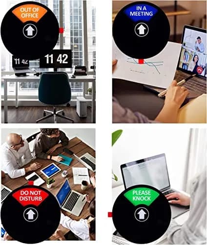 Kichwit Privacy Sign for Office Door, Do Not Disturb Sign, Out of Office, Please Knock, In a Meeting, 6 Inch Black | 4-Way Status Indicator thumbnail 4