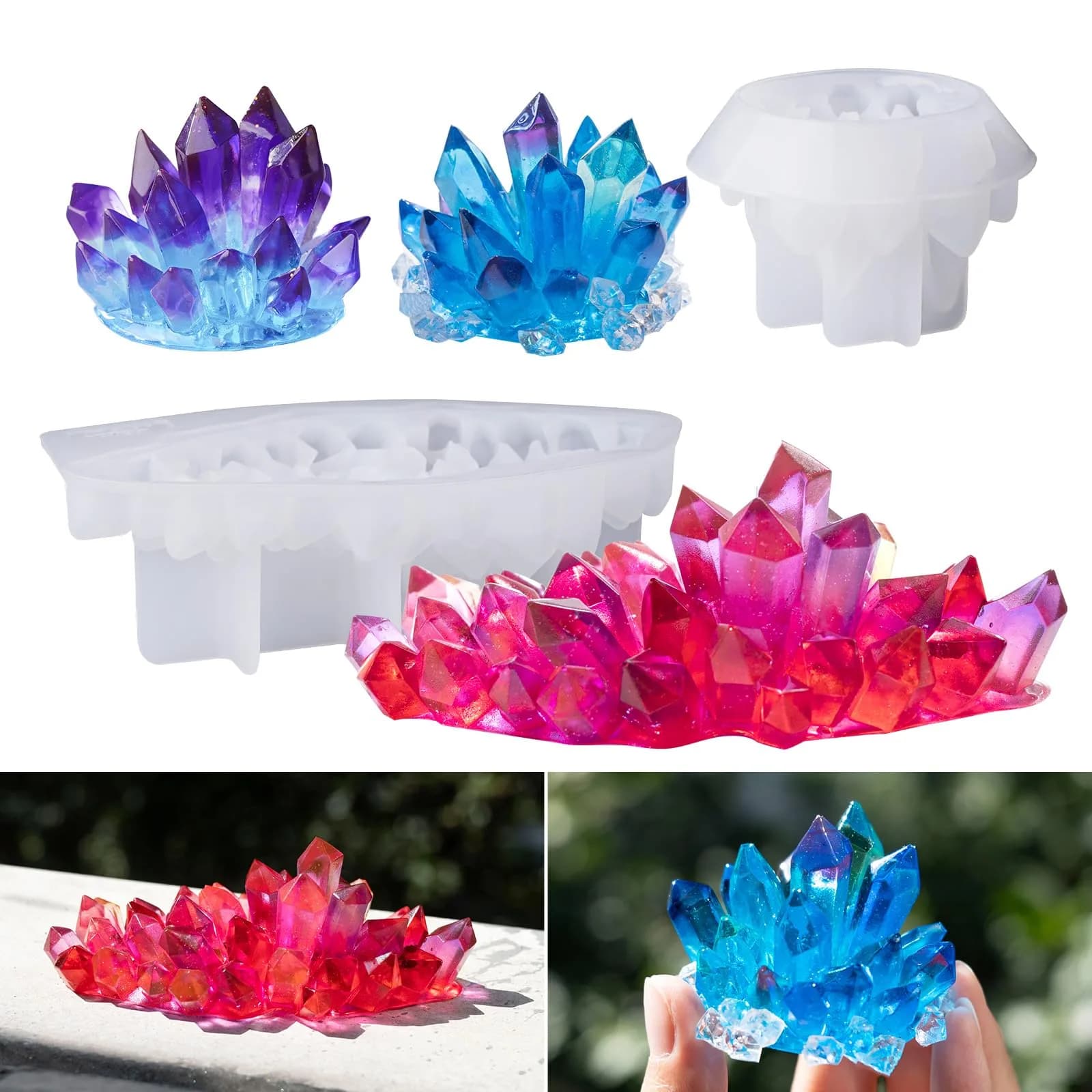 LET'S RESIN Crystal Cluster Resin Molds, Large & Small Size Silicone Shapes for Resin, Quartz Epoxy Crafts, DIY Healing Stones, Home Decor - main product image