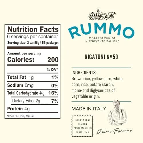 Rummo Gluten Free Rigatoni N.50 | Italian Gluten-Free Pasta from Corn & Rice (12 oz x 12) thumbnail 2