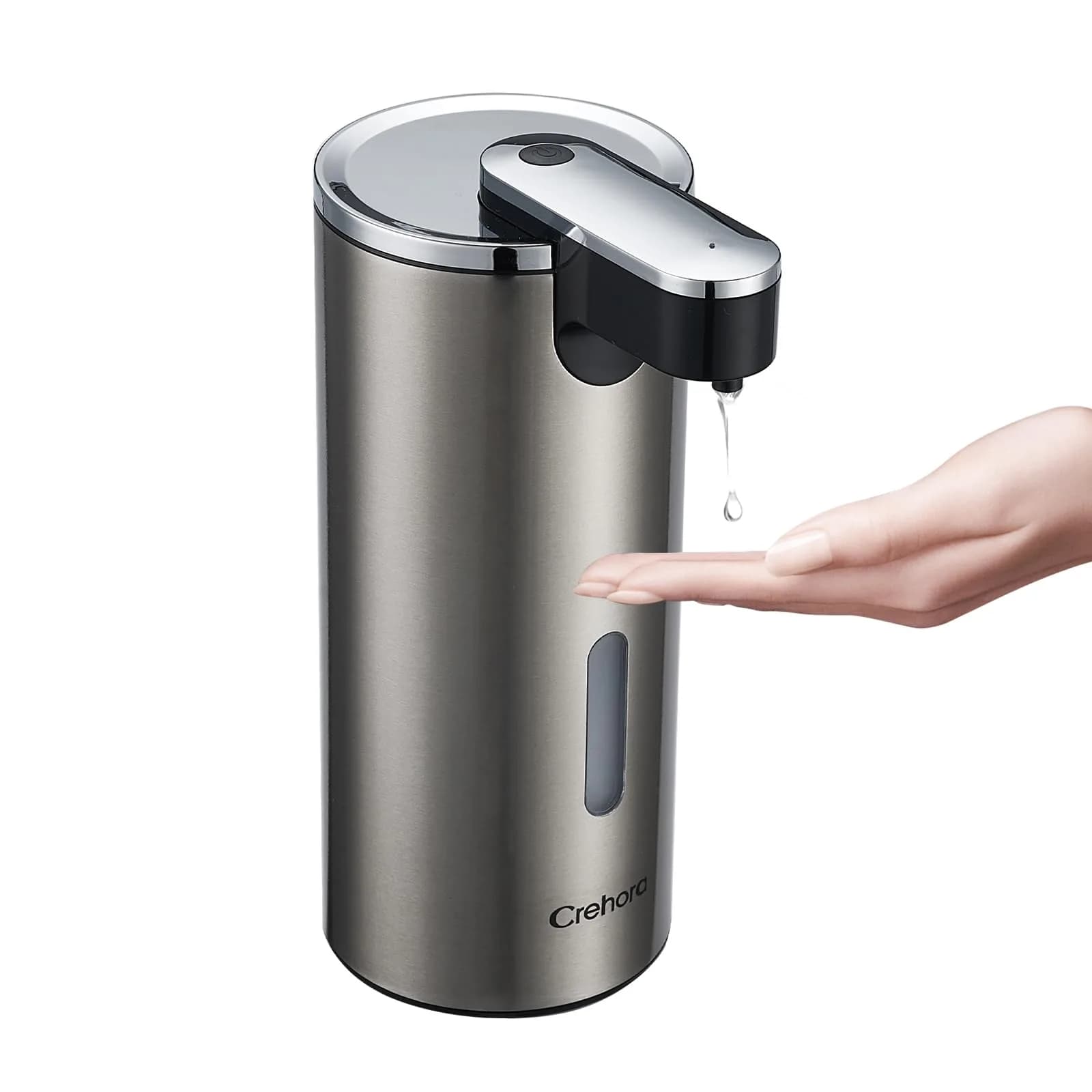Crehora Automatic Liquid Soap Dispenser Touchless Stainless Steel 340ml (12oz) | Hygienic Hands-Free Dispensing — Chromed & Stainless Steel