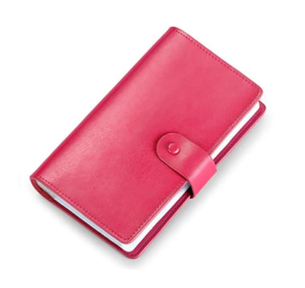 JERLA RFID Credit Card Holder Book - 96 Slots, Genuine PU Leather Organizer in Elegant Rose Pink - main product image