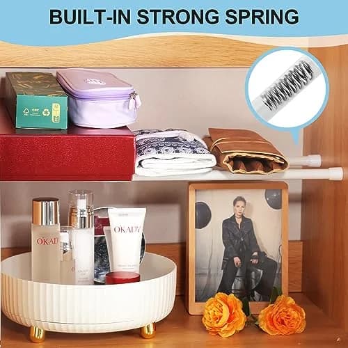 Goowin White 5 Pack Tension Rod 16-28 Inch | No-Drill Spring Tension Rods for Closets and Cupboards thumbnail 4