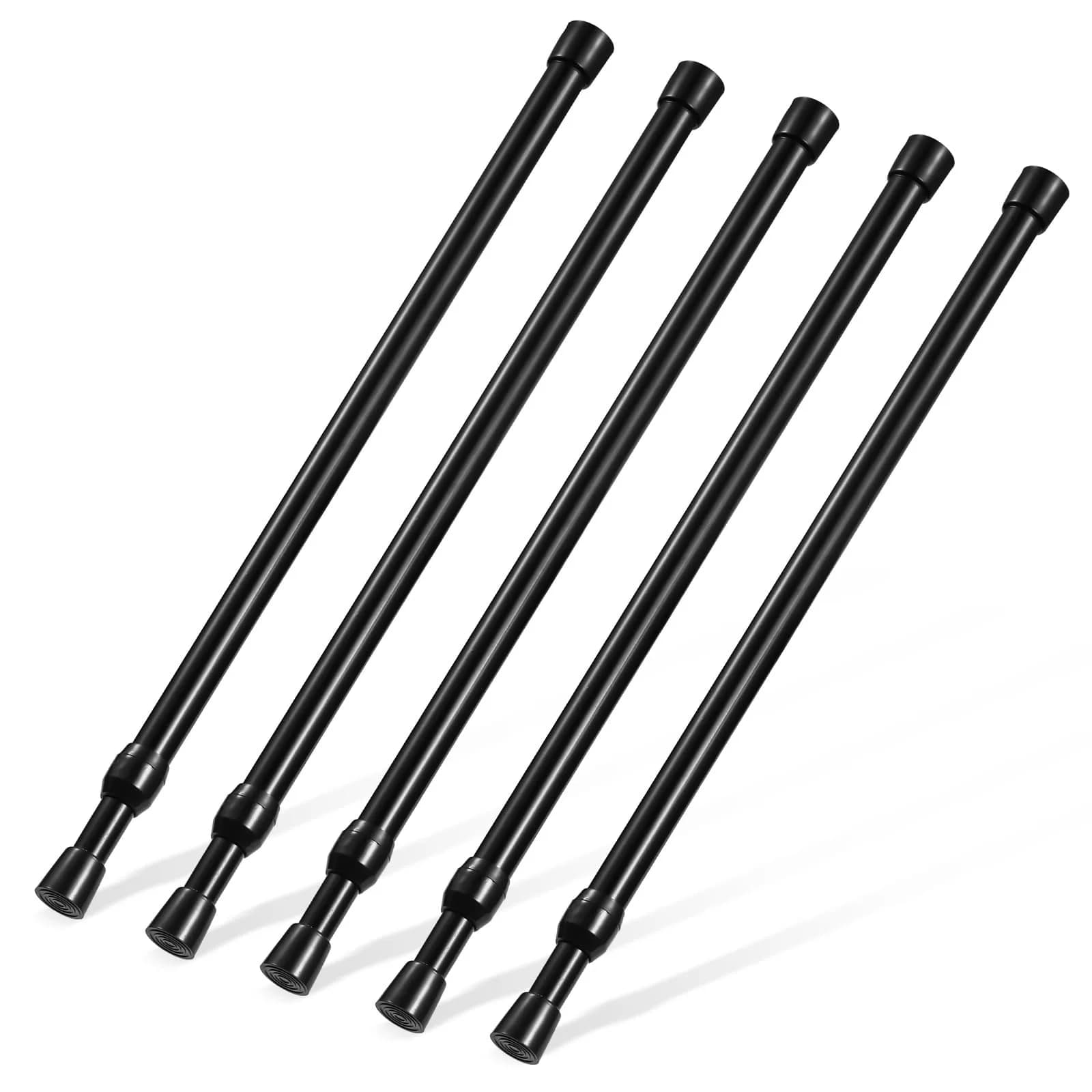 Goowin Small Tension Rod 16-28 Inch | No Drilling Expandable Spring Tension Rods for Closet & Curtain — Black
