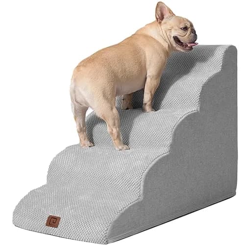 EHEYCIGA Curved Dog Stairs Ramp, 5-Step High Beds, 22.6" H Pet Step | Foam, Support & Comfort for Dogs & Cats thumbnail 1