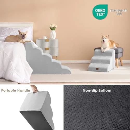 EHEYCIGA Curved Dog Stairs Ramp, 5-Step High Beds, 22.6" H Pet Step | Foam, Support & Comfort for Dogs & Cats thumbnail 5