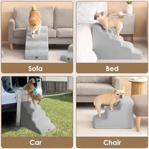 EHEYCIGA Curved Dog Stairs Ramp, 5-Step High Beds, 22.6" H Pet Step | Foam, Support & Comfort for Dogs & Cats thumbnail 7