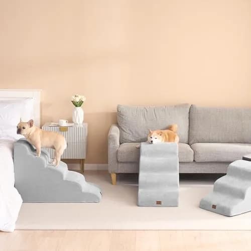 EHEYCIGA Curved Dog Stairs Ramp, 5-Step High Beds, 22.6" H Pet Step | Foam, Support & Comfort for Dogs & Cats thumbnail 8