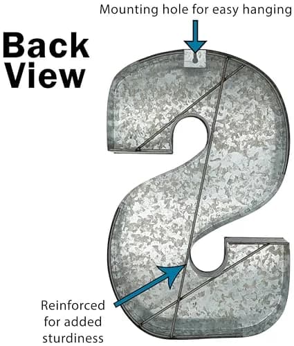 SciencePurchase Metal Letter S Wall Décor 20" | Rustic Farmhouse Style thumbnail 3