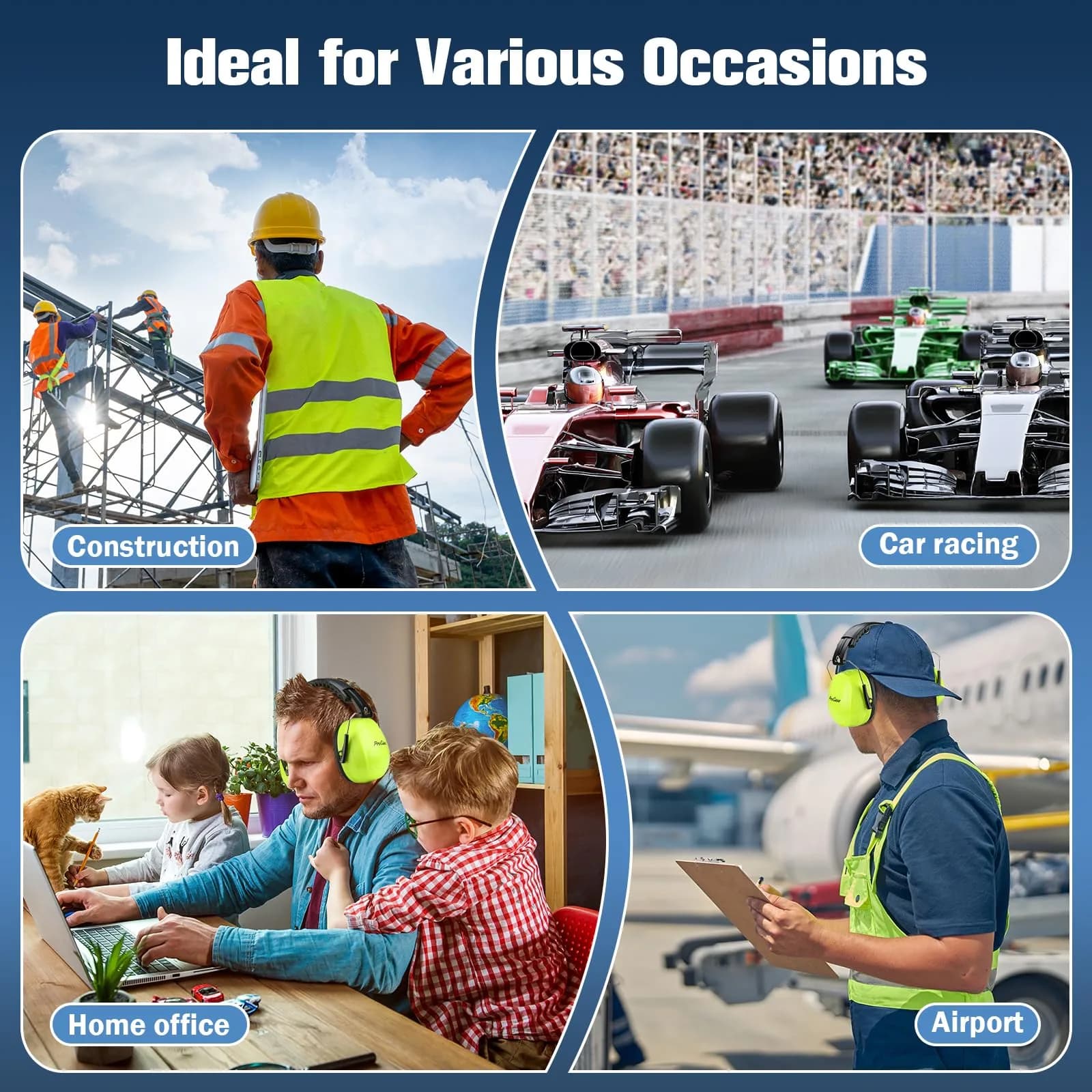 ProCase NRR 32dB Safety Ear Muffs, Foldable Hearing Protection for Adults & Kids | ANSI S3.19 Certified Noise Reduction Earmuffs - view 8