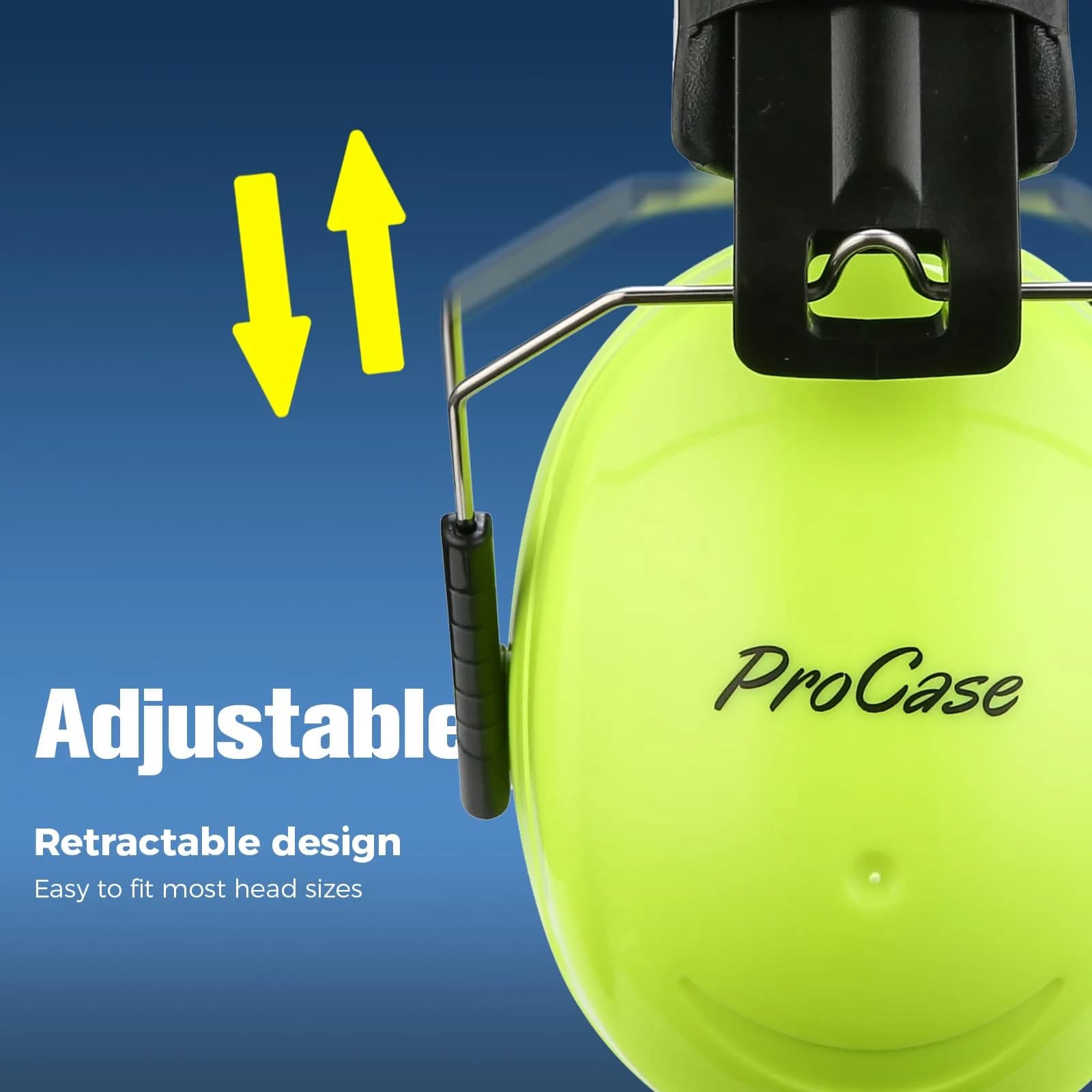 ProCase Neonyellow NRR 32dB Safety Earmuffs for Adults & Kids | ANSI Certified Noise Reduction - view 3