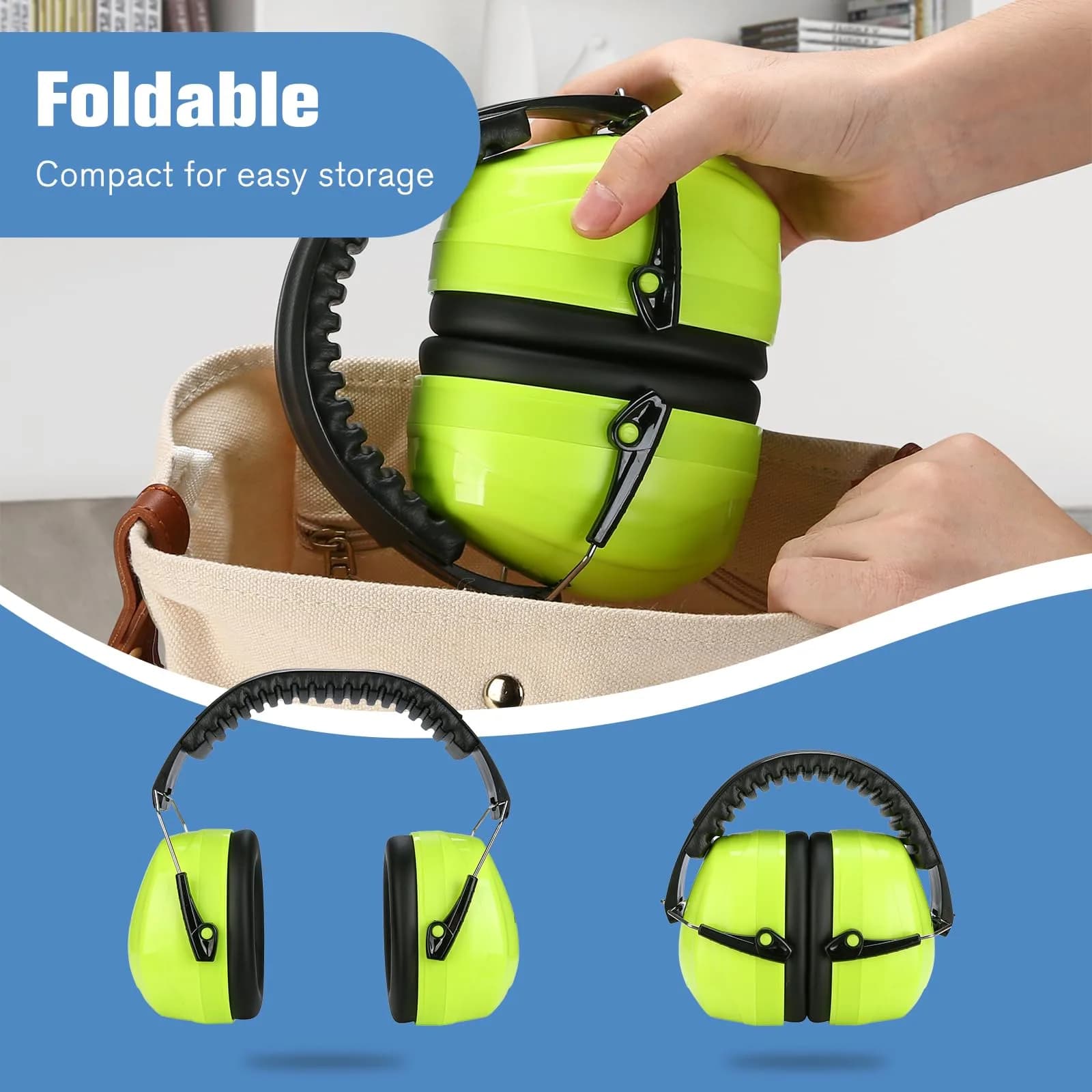 ProCase Neonyellow NRR 32dB Safety Earmuffs for Adults & Kids | ANSI Certified Noise Reduction - view 4