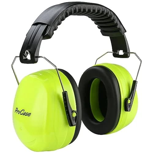 ProCase NRR 32dB Safety Earmuffs, Hearing Protection for Adults & Kids | ANSI Certified Noise Reduction — Neonyellow