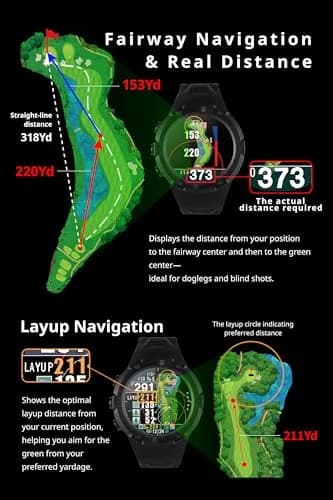 Shot Navi Evolve PRO Touch Golf GPS Watch with 1.4in Touch Panel, Green Heatmap, Auto Measure, 8hr GPS, Waterproof, 60,000 Courses thumbnail 5