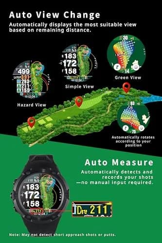 Shot Navi Evolve PRO Touch Golf GPS Watch with 1.4in Touch Panel, Green Heatmap, Auto Measure, 8hr GPS, Waterproof, 60,000 Courses thumbnail 6