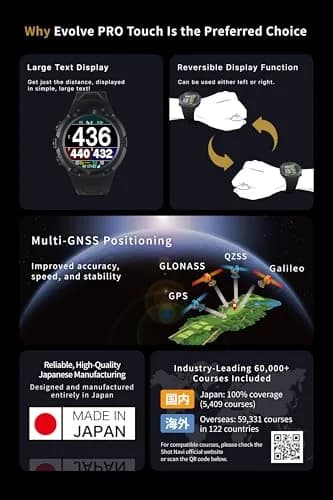 Shot Navi Evolve PRO Touch Golf GPS Watch with 1.4in Touch Panel, Green Heatmap, Auto Measure, 8hr GPS, Waterproof, 60,000 Courses thumbnail 8