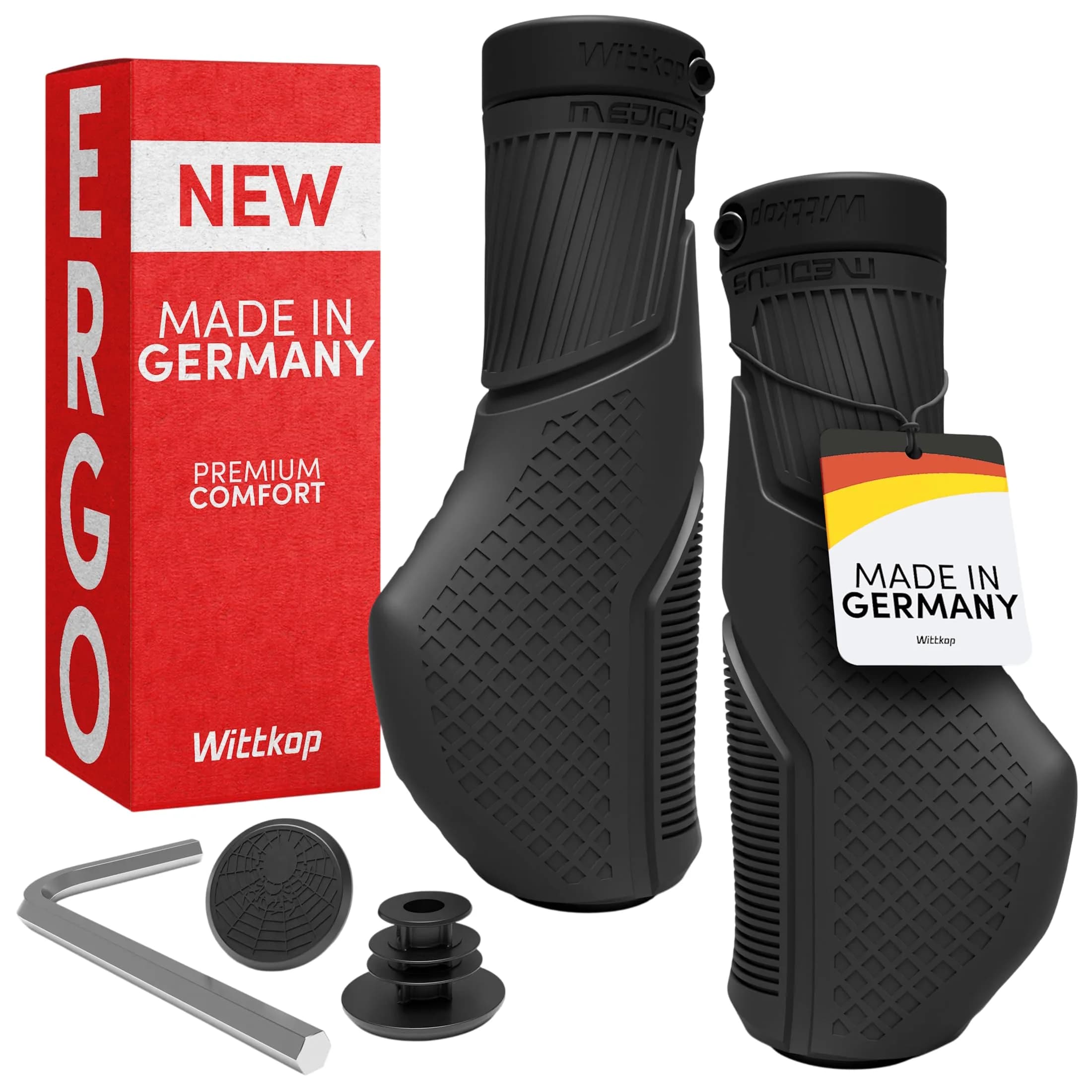 Wittkop Bike Grips with 3-Zone Ergonomic Design | German Engineering for Comfort & Non-Slip Grip