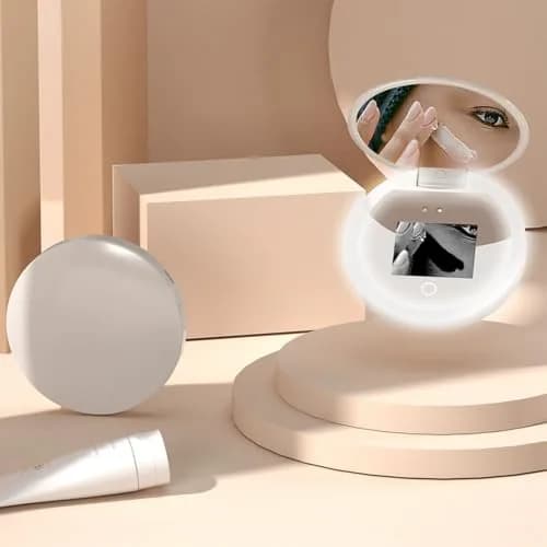 Dpofirs Portable Travel Compact Mirror with Camera & 2X Magnification, 9.7cm (3.5in) Lighted Pocket Mirror | Sunscreen Application Checker thumbnail 8